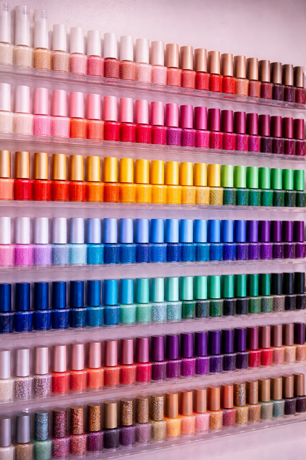 Wall of nail polish colors
